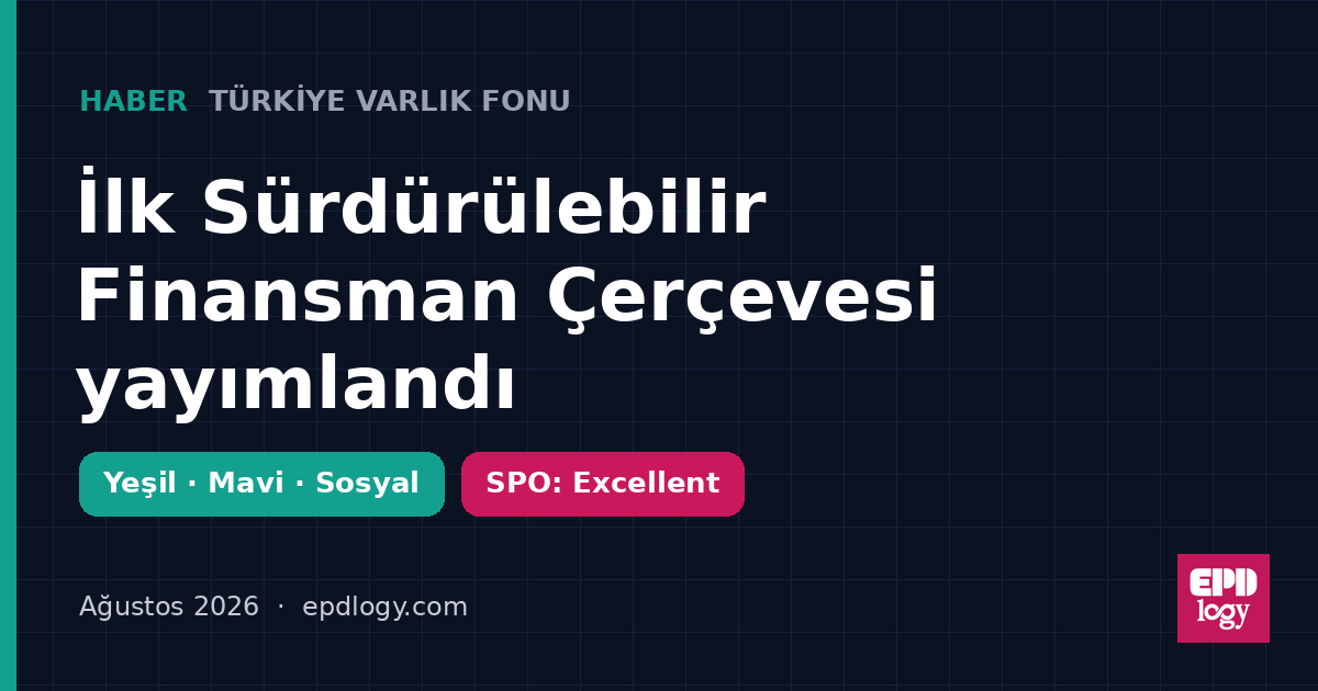 Türkiye Varlık Fonu ilk Sürdürülebilir Finansman Çerçevesi'ni yayımladı